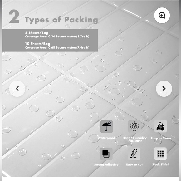Stickwoll White Waterproof Ceramic Tiles. NWT.